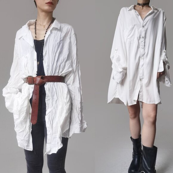 Ann Demeulemeester large white blouse boyfriend oversize silk button dow… - Picture 10 of 16